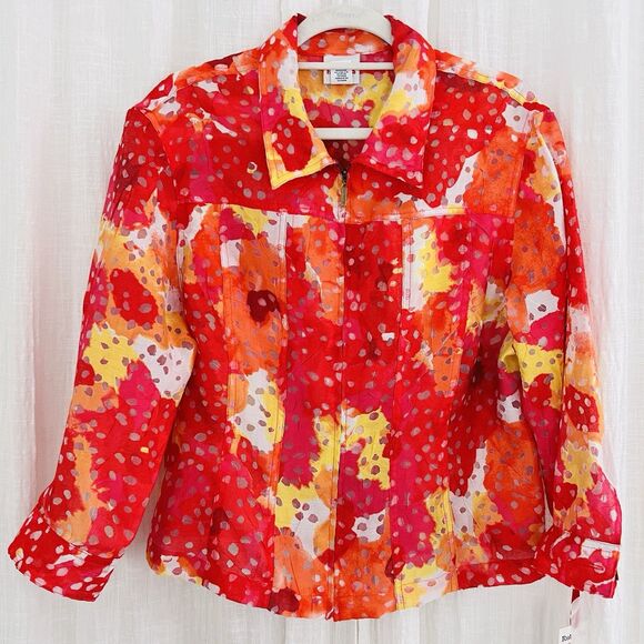 Ruby Rd. Vibrant Red and Yellow Women's Blazer - Picture 1 of 8